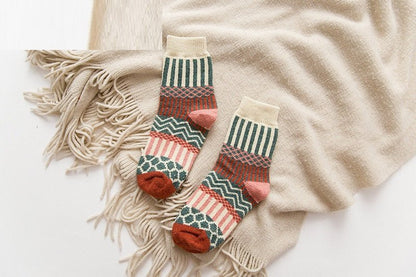 Autumn And Winter Double Needle Thickened Warm Ladies Rabbit Wool Socks - Alpaca House