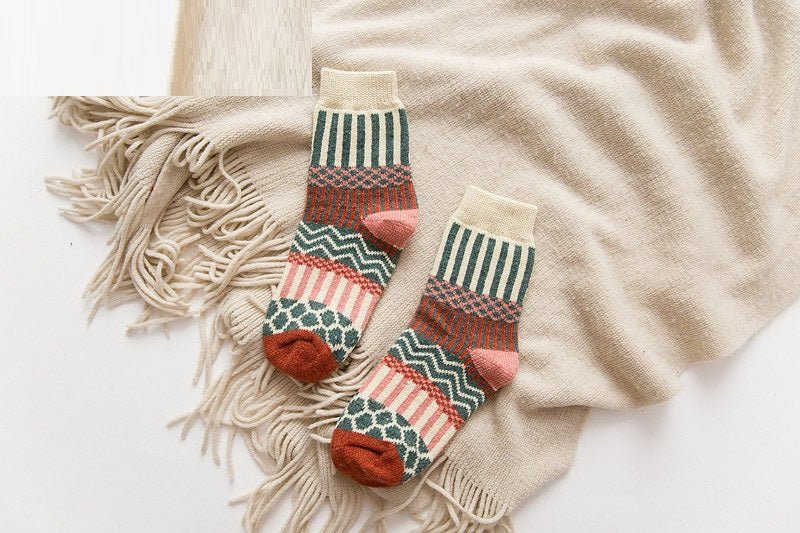 Autumn And Winter Double Needle Thickened Warm Ladies Rabbit Wool Socks - Alpaca House