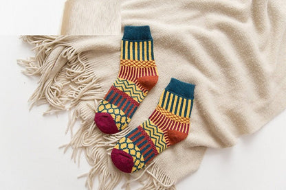 Autumn And Winter Double Needle Thickened Warm Ladies Rabbit Wool Socks - Alpaca House