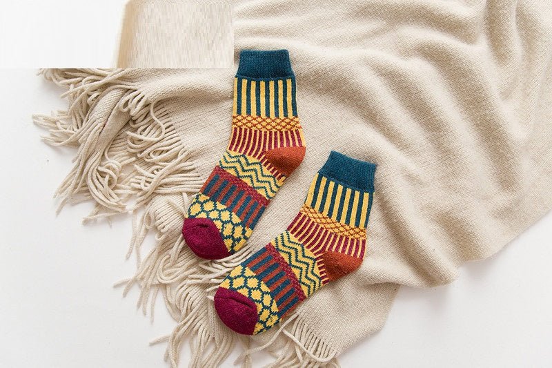 Autumn And Winter Double Needle Thickened Warm Ladies Rabbit Wool Socks - Alpaca House