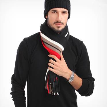 Autumn And Winter Korean Style Striped Wool Men's Scarf New Thickened Warm Trendy Boys Scarf - Alpaca House