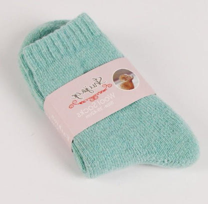 Autumn and winter new ladies rabbit wool socks women's tube socks Terry thick socks warm solid color pull socks - Alpaca House
