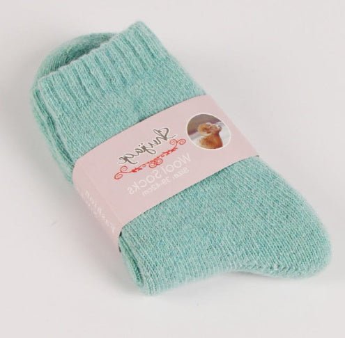 Autumn and winter new ladies rabbit wool socks women's tube socks Terry thick socks warm solid color pull socks - Alpaca House