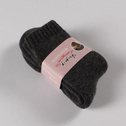 Autumn and winter new ladies rabbit wool socks women's tube socks Terry thick socks warm solid color pull socks - Alpaca House