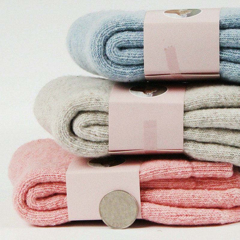 Autumn and winter new ladies rabbit wool socks women's tube socks Terry thick socks warm solid color pull socks - Alpaca House