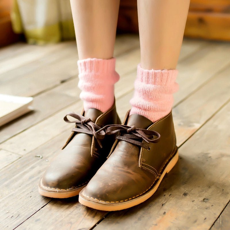 Autumn and winter new ladies rabbit wool socks women's tube socks Terry thick socks warm solid color pull socks - Alpaca House