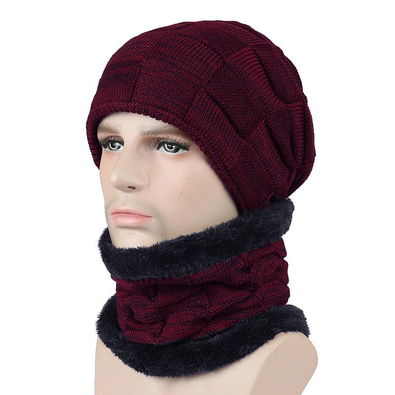 Autumn And Winter New Men's Square Plaid Fleece Beanie Hat - Alpaca House