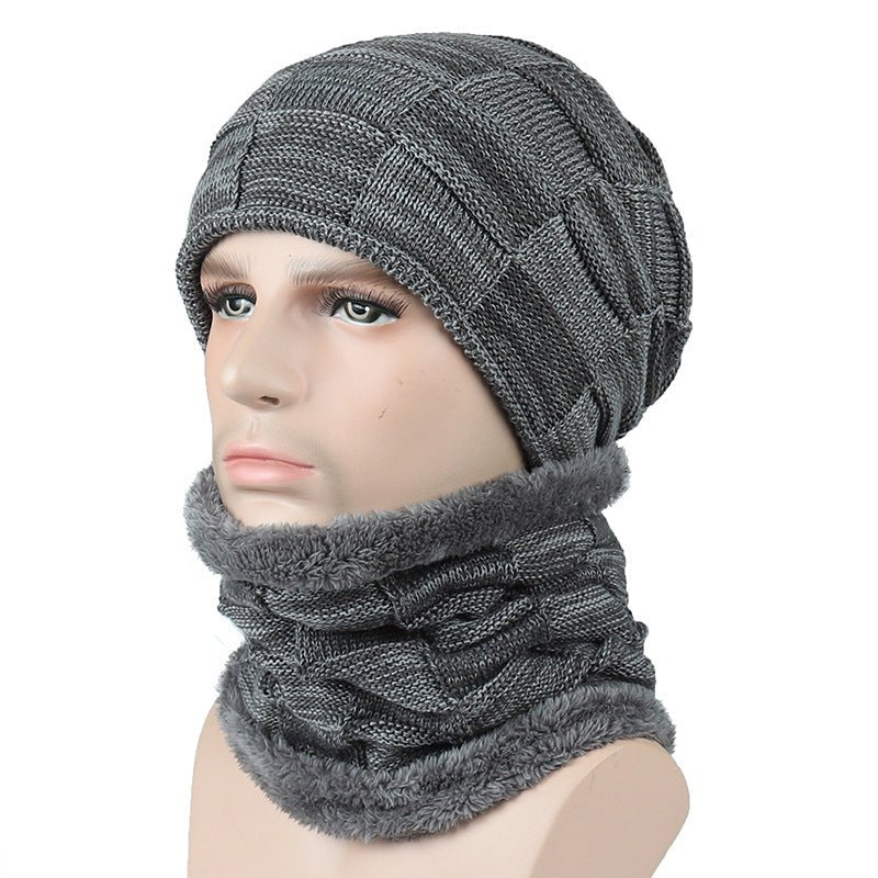Autumn And Winter New Men's Square Plaid Fleece Beanie Hat - Alpaca House