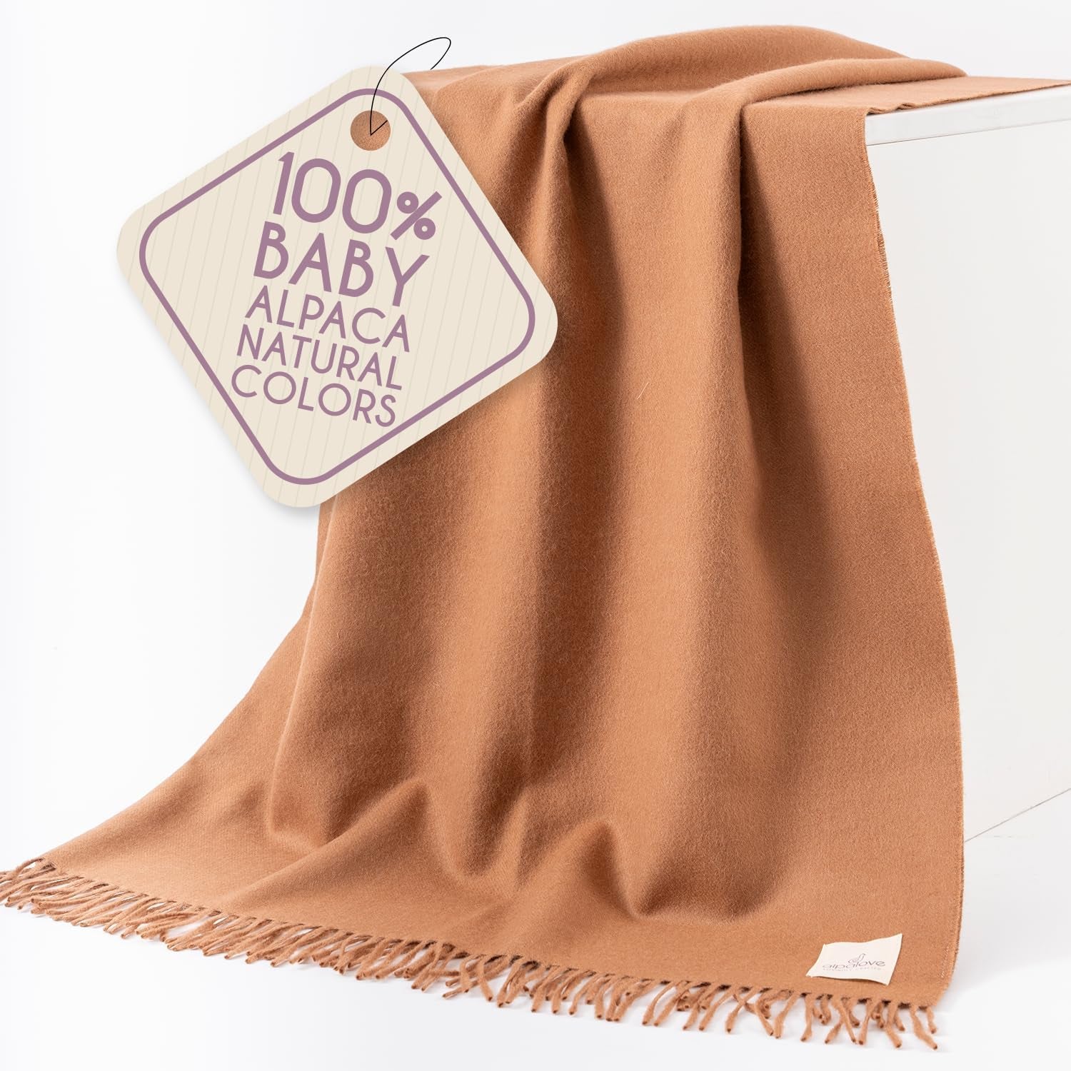 Alpaca Wool Throw Blanket – Herringbone Design