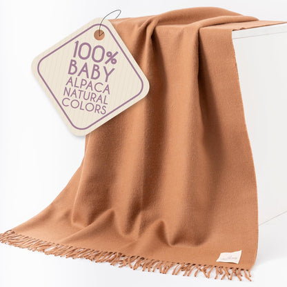 Alpaca Wool Throw Blanket – Herringbone Design