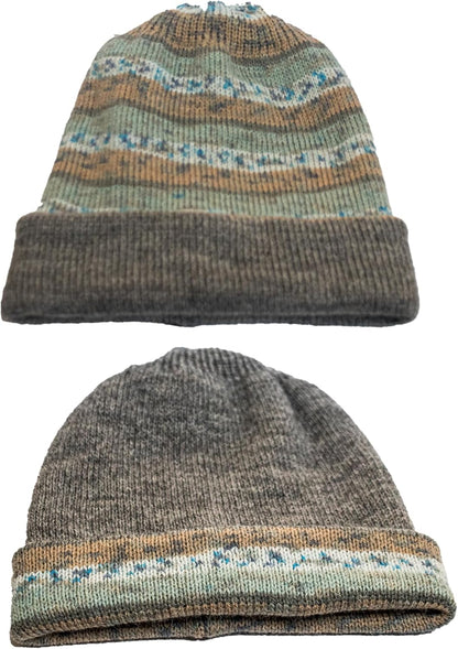 Alpaca Knit Hat – Black & Gray Winter Style