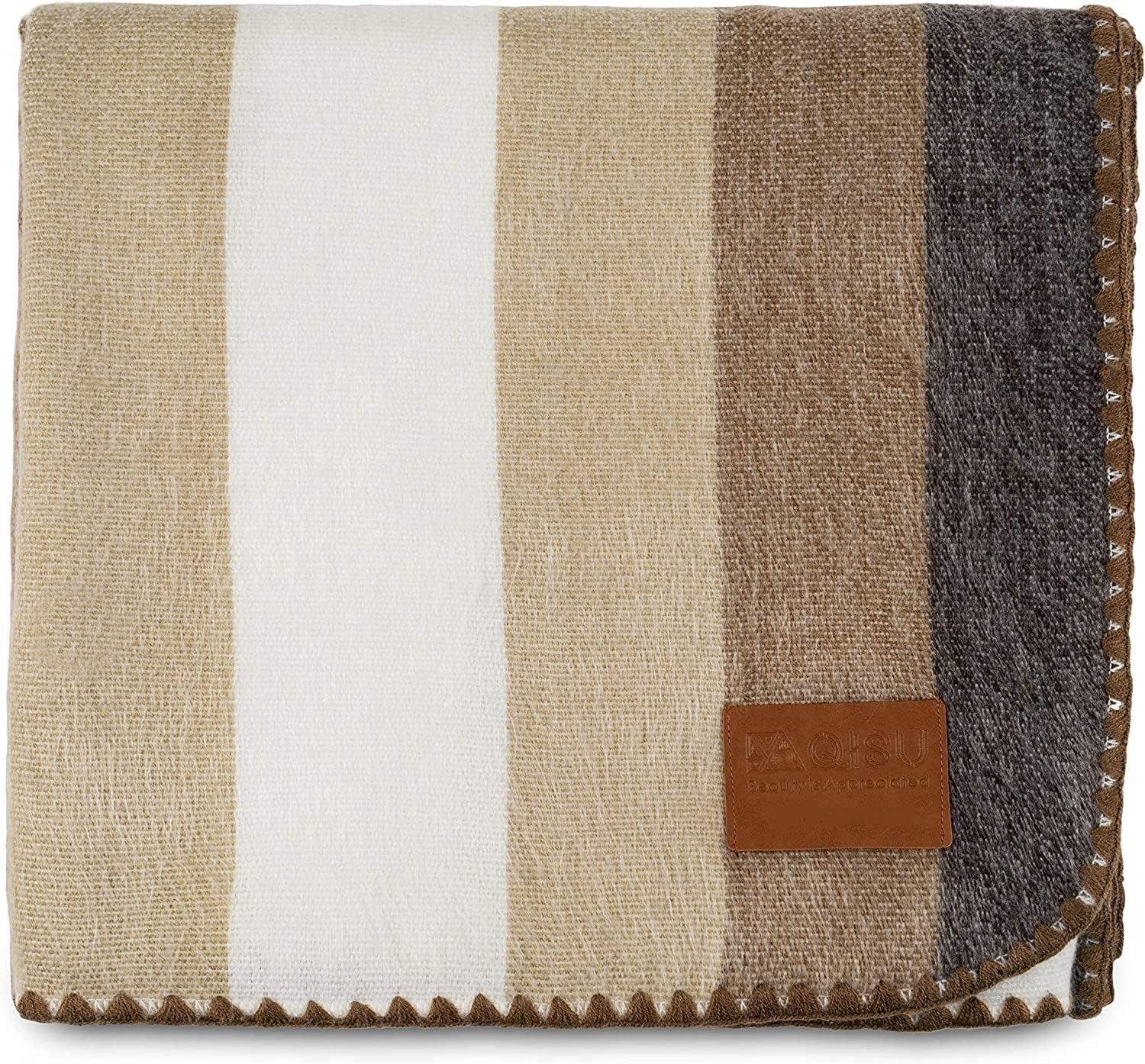 Alpaca Wool Blanket – Sea Foam Stripe