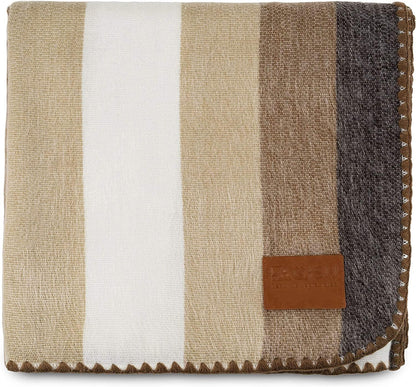 Alpaca Wool Blanket – Sea Foam Stripe