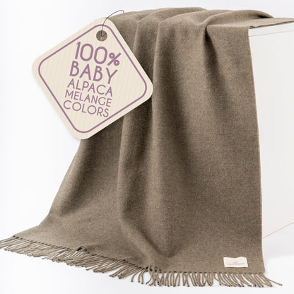 Alpaca Wool Throw Blanket – Herringbone Design