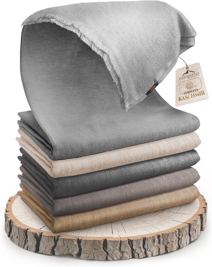 Cashmere Throw Blanket – Patterned Herringbone