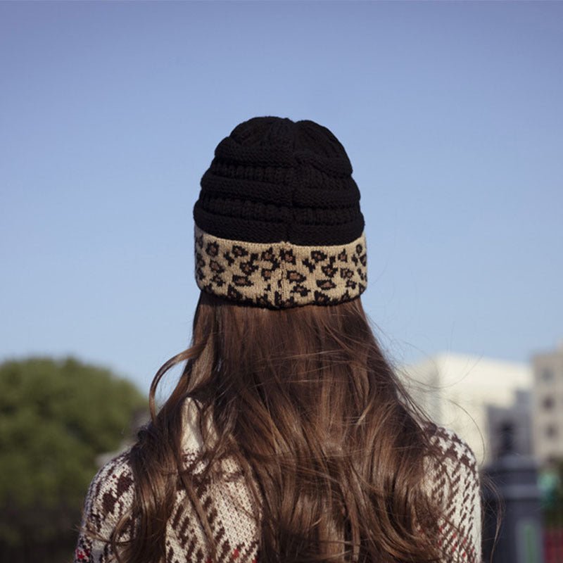 Beanie Women's Warm Leopard Print Knitted Hat Winter - Alpaca House