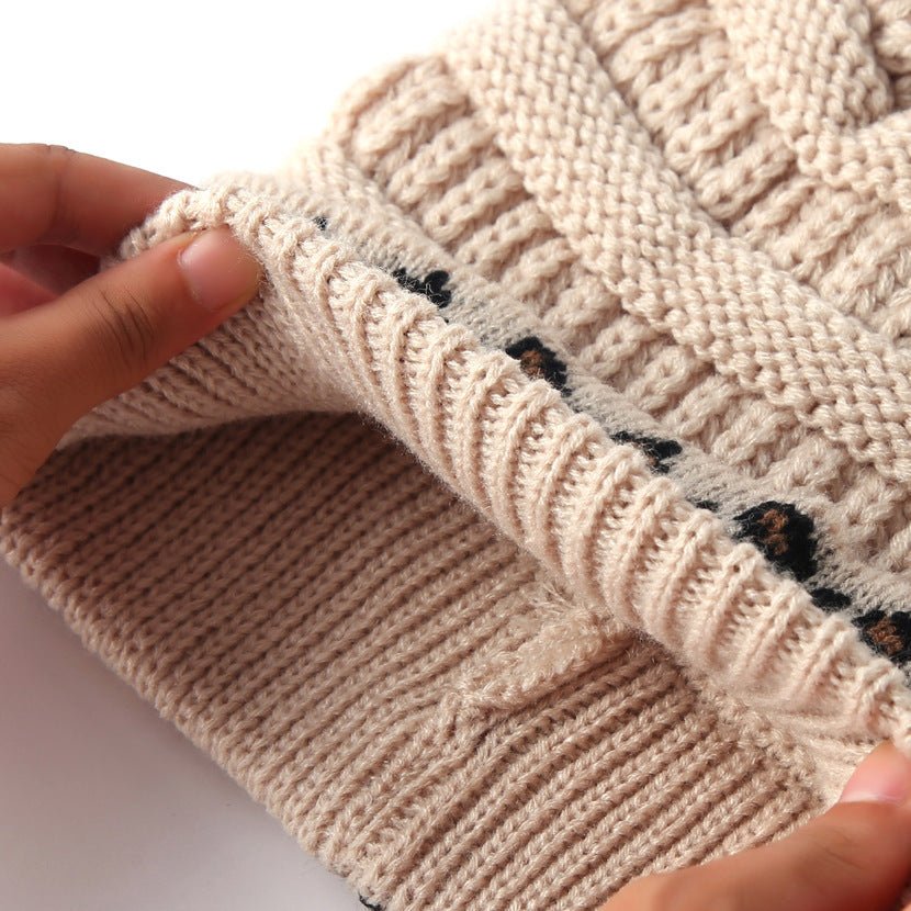 Beanie Women's Warm Leopard Print Knitted Hat Winter - Alpaca House