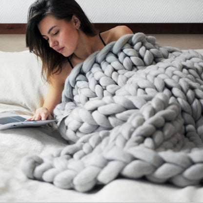 Merino Throw Blanket - Chunky Knit
