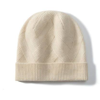 Cashmere Knitted Winter Hat Thickened Soft Warmth with Twisted - Flower Elegance - Alpaca House