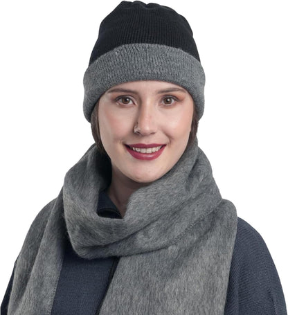 Alpaca Knit Hat – Black & Gray Winter Style