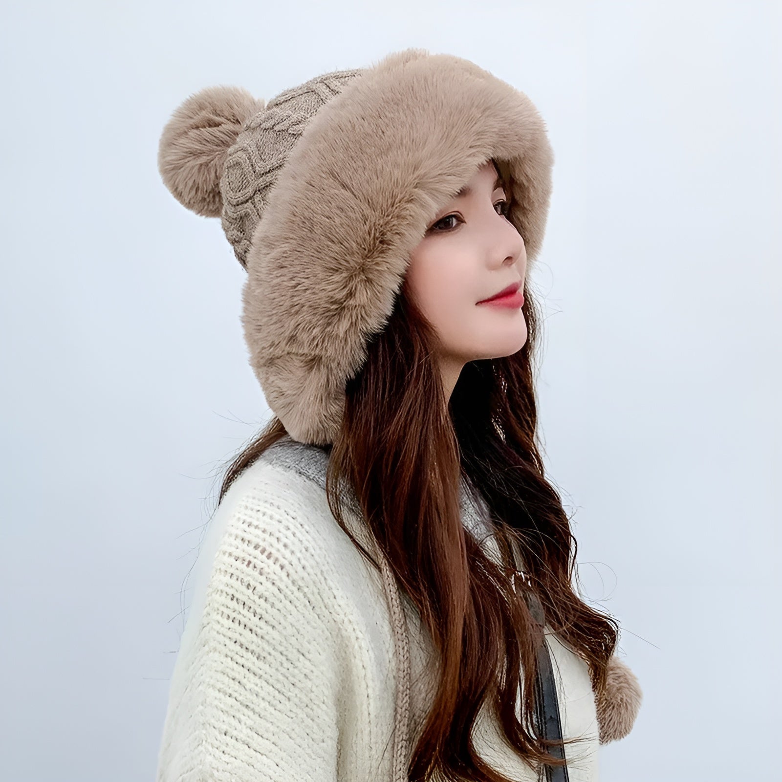 Cotton - Cashmere Knitted Hat Soft Winter Warmth with Triple Pom - Pom Charm - Alpaca House