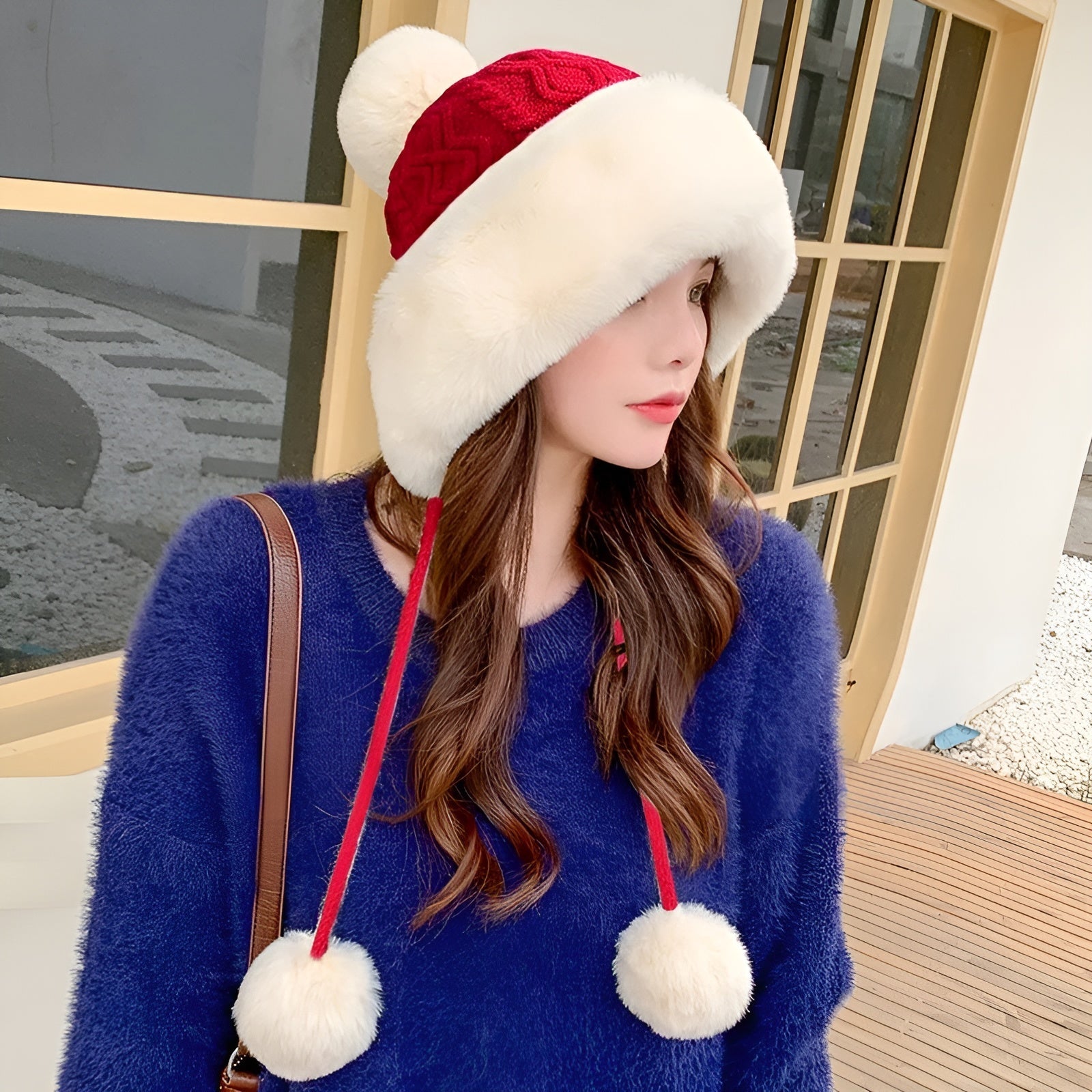 Cotton - Cashmere Knitted Hat Soft Winter Warmth with Triple Pom - Pom Charm - Alpaca House