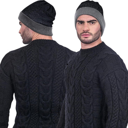 Alpaca Knit Hat – Black & Gray Winter Style