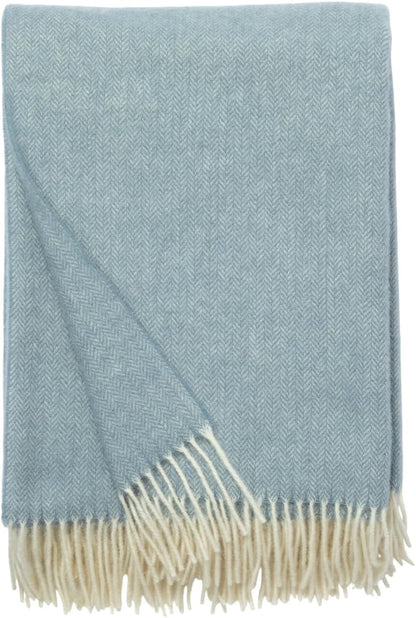 Merino Throw Blanket - Blue Plaid