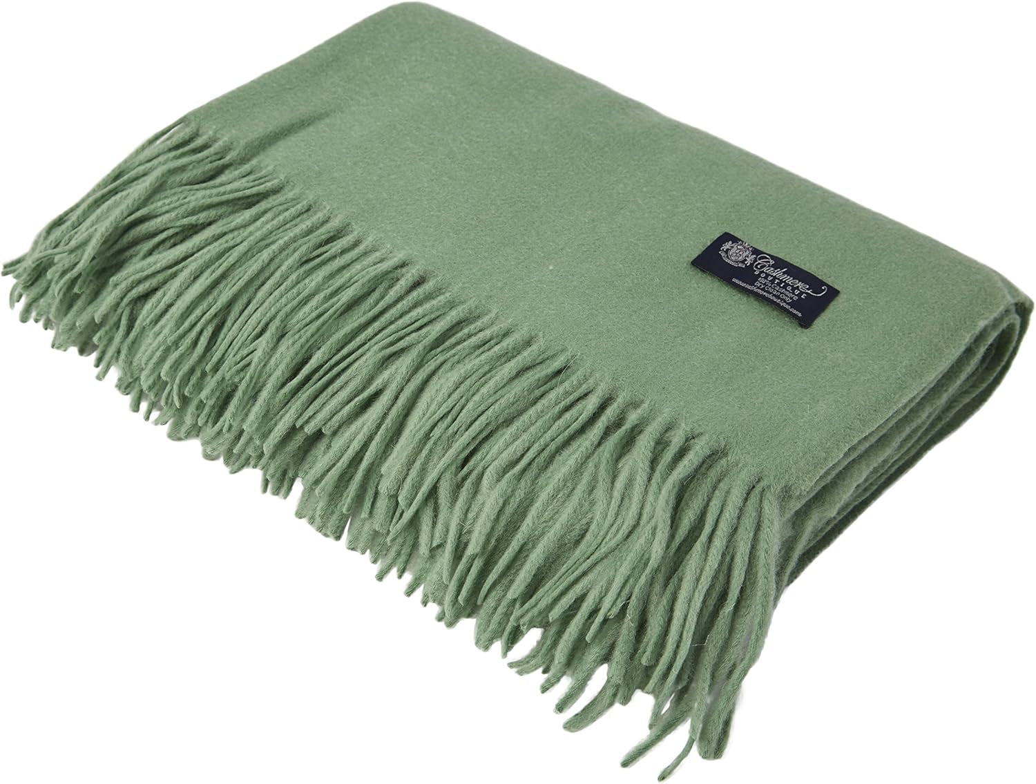Pure Cashmere Throw Blanket – Sage Green