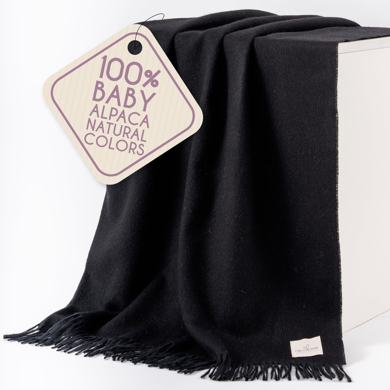 Alpaca Wool Throw Blanket – Herringbone Design