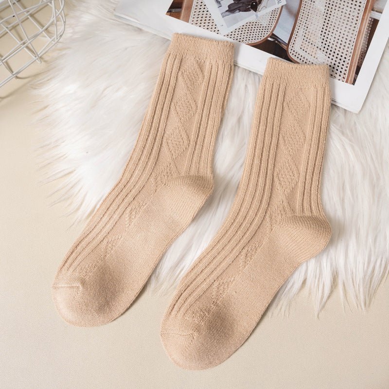 Double Needle Wool Warm Mid - calf Socks - Alpaca House