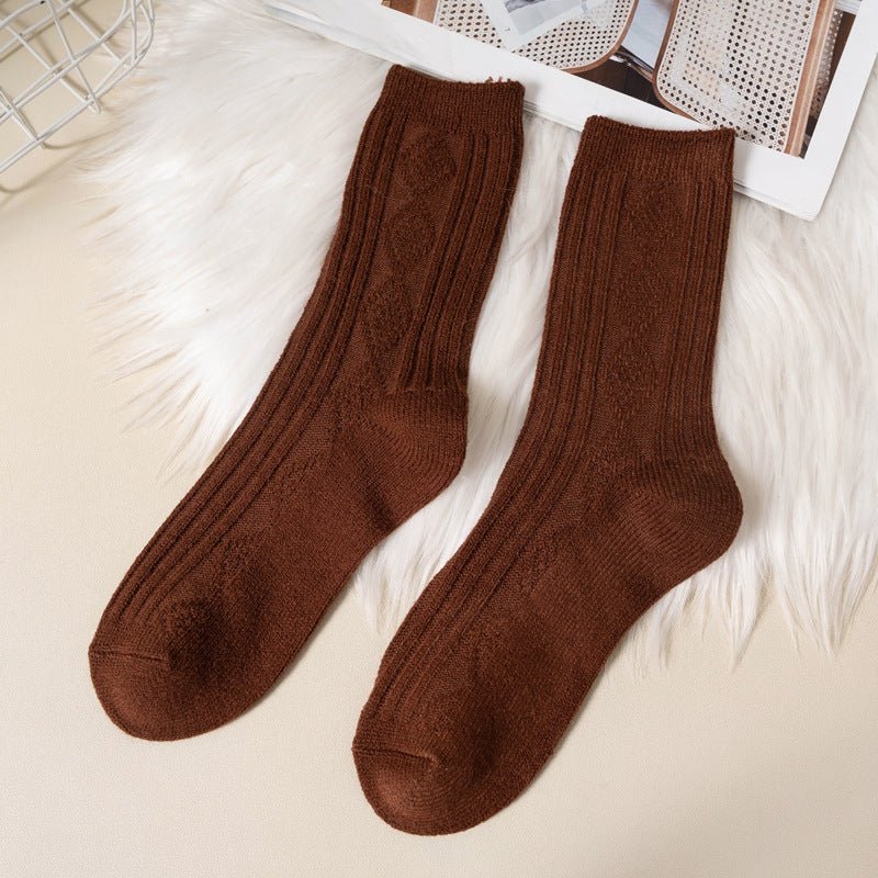 Double Needle Wool Warm Mid - calf Socks - Alpaca House