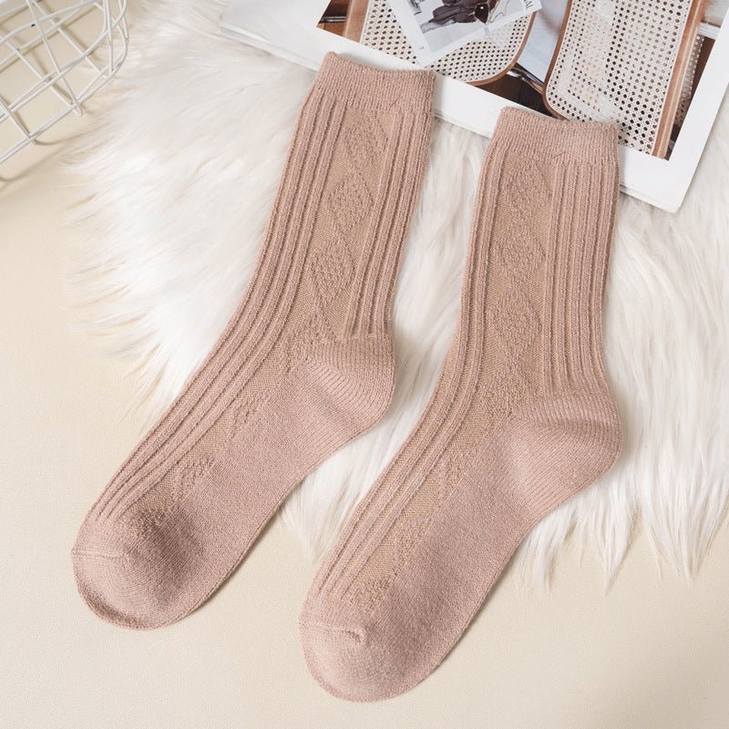 Double Needle Wool Warm Mid - calf Socks - Alpaca House