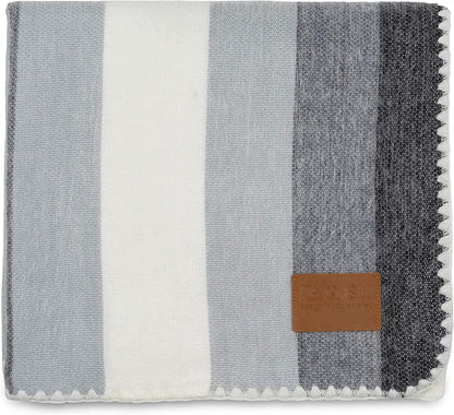 Alpaca Wool Blanket – Sea Foam Stripe
