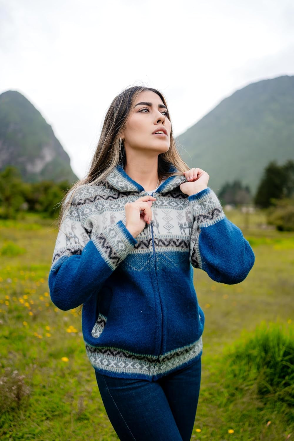 Alpaca Knit Sweater – Classic Fit, Soft Blue