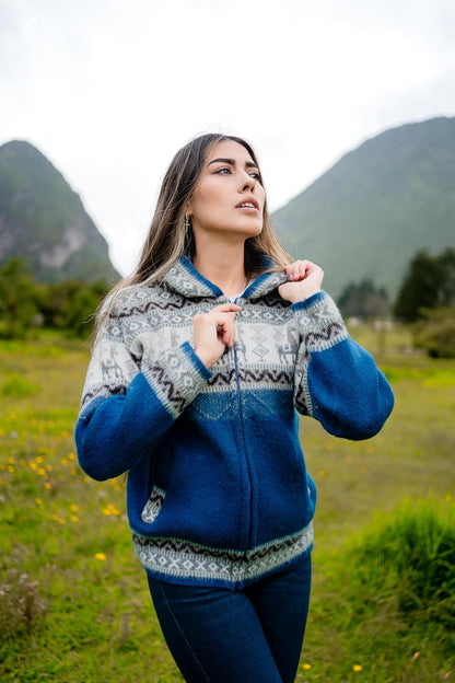 Alpaca Knit Sweater – Classic Fit, Soft Blue