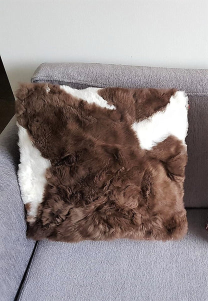 Baby Alpaca Pillow Cover – White & Brown