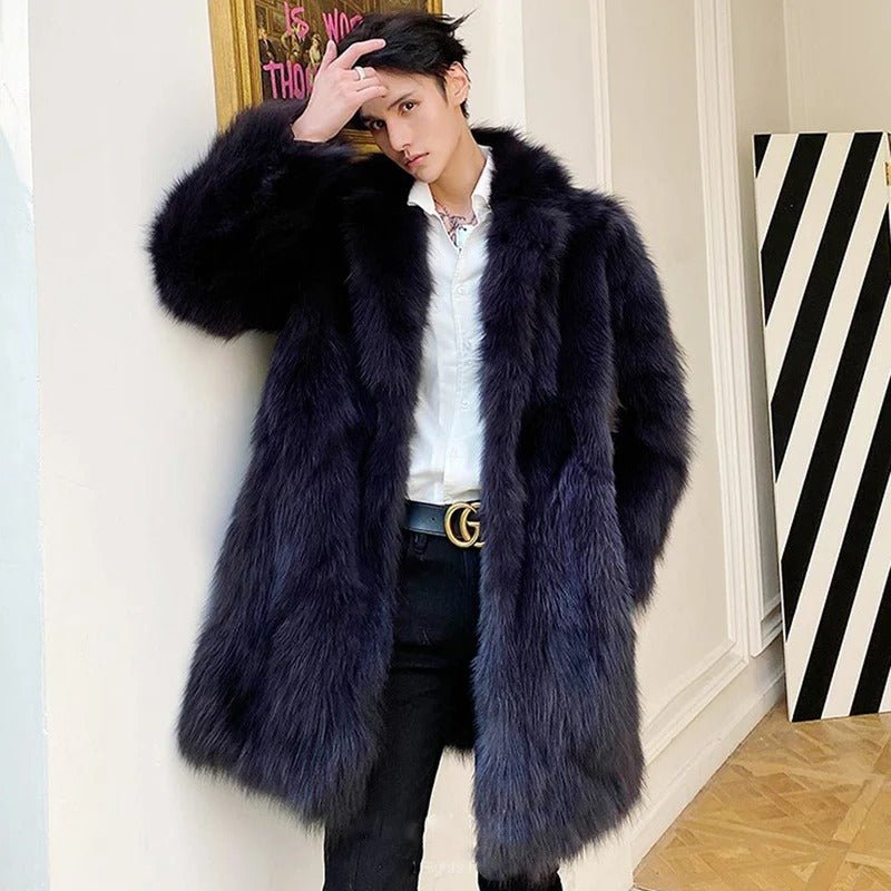 Faux Fur Wool Winter Men's Trench Coat Sleek Warmth with a Tailored Finish - Alpaca House