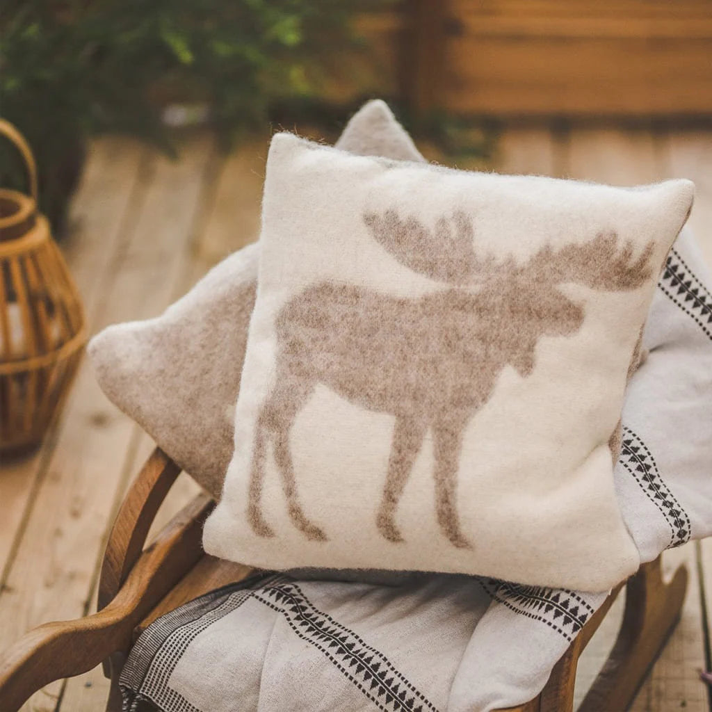 Merino Pillow Cover – Beige Moose Design