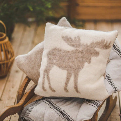 Merino Pillow Cover – Beige Moose Design