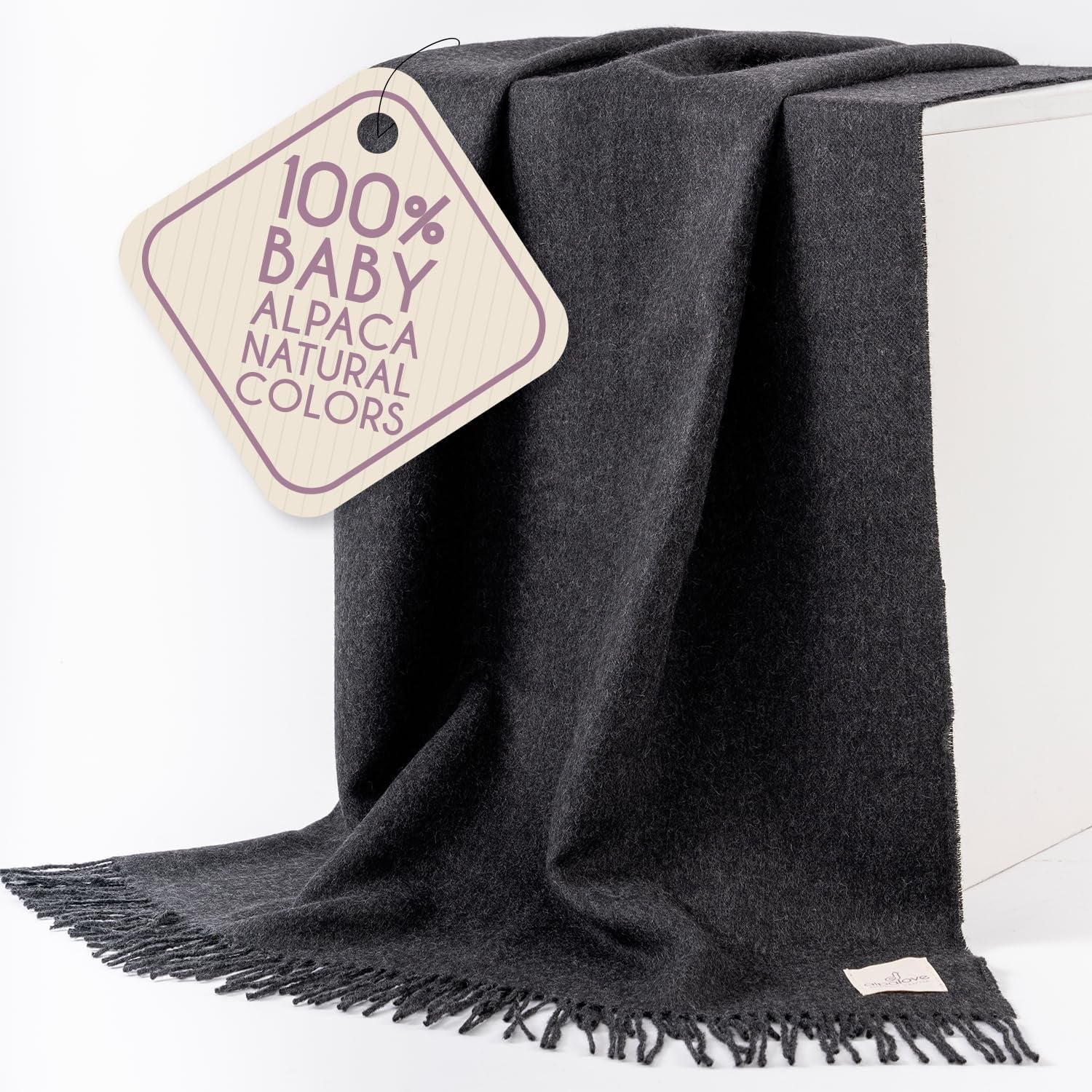 Alpaca Wool Throw Blanket – Herringbone Design