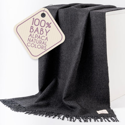 Alpaca Wool Throw Blanket – Herringbone Design