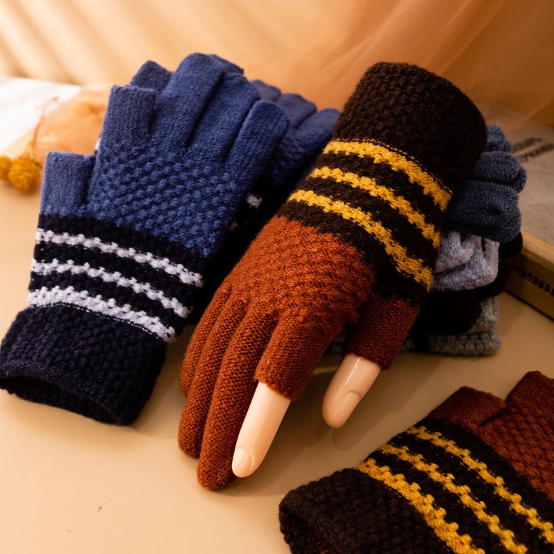 Fleece - lined Knitting Wool Cold - proof Gloves - Alpaca House