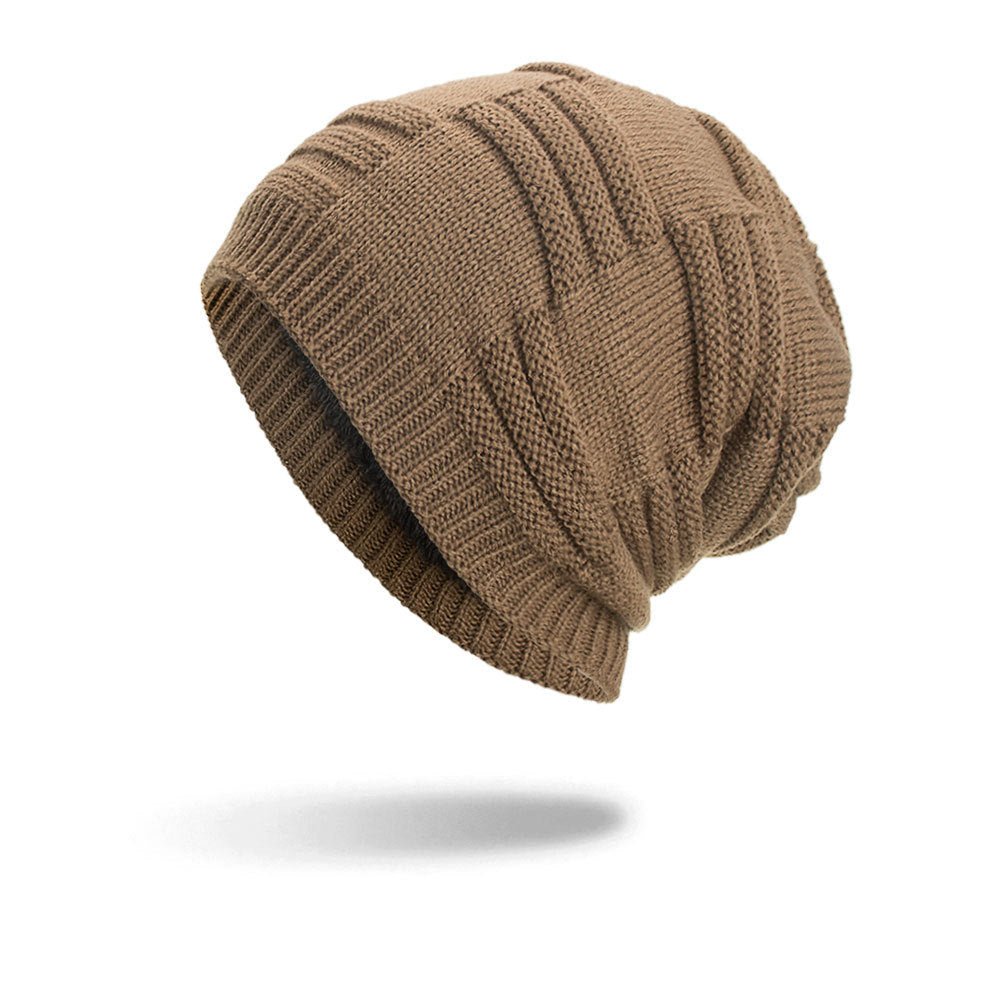 Fleece Three Stripes Knitted Beanie Hat - Alpaca House