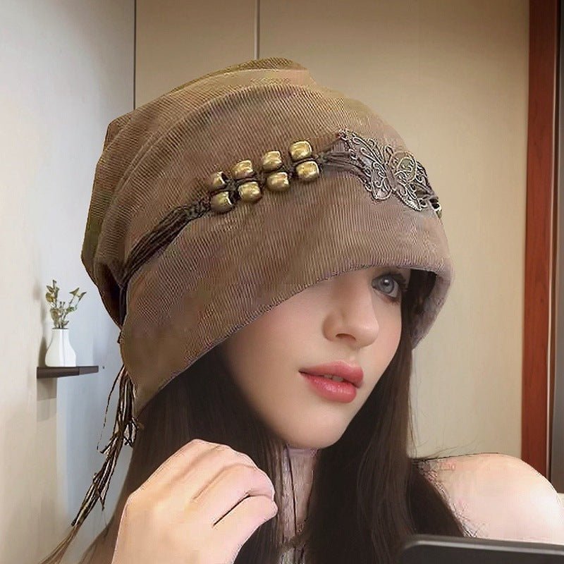 Hat Tie - dyed Tassel Beaded Beanie Hat - Alpaca House