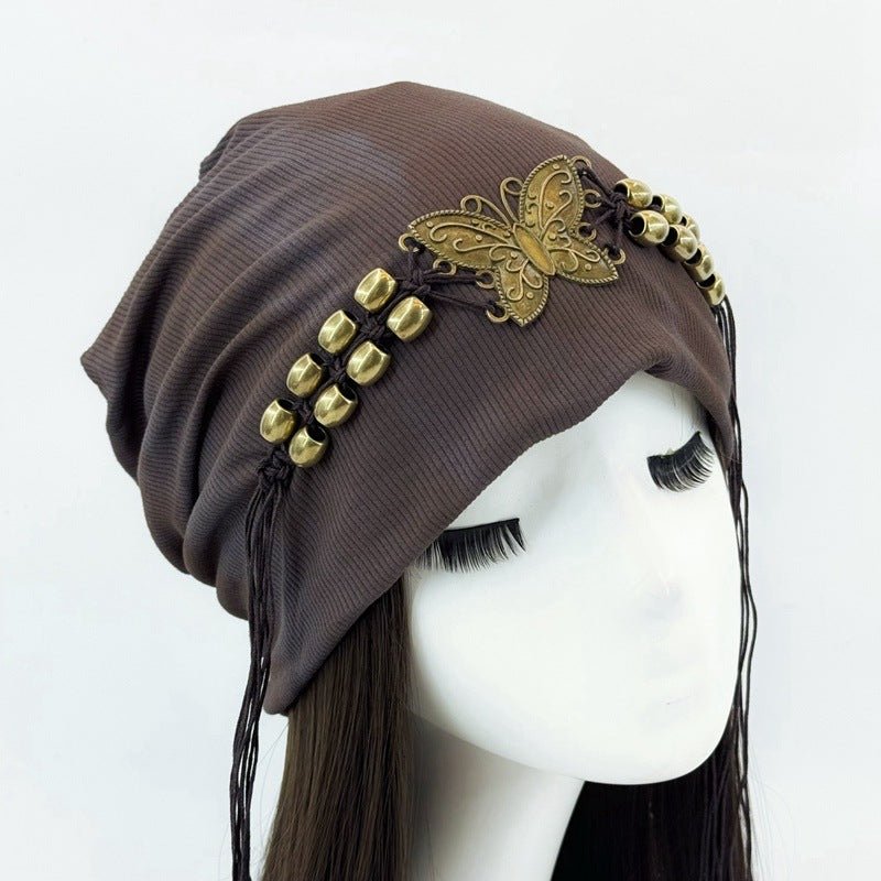 Hat Tie - dyed Tassel Beaded Beanie Hat - Alpaca House