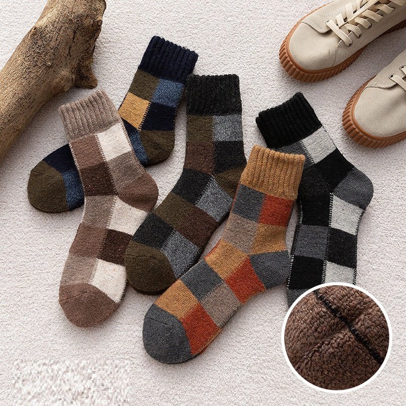 Heavy Wool Men's Medium Tube Autumn And Winter Towel Socks - Alpaca House