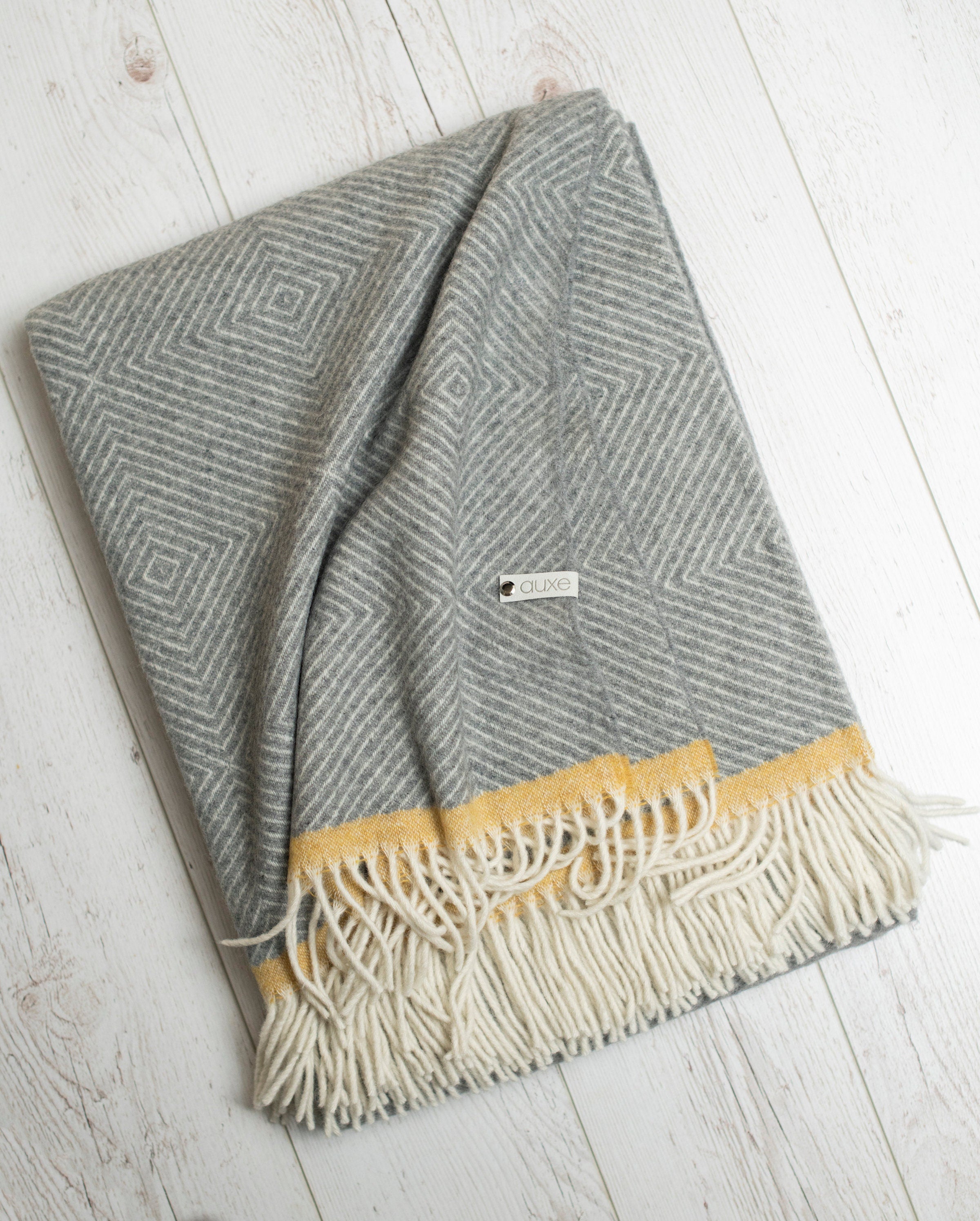 Merino Sofa Throw – Grey with Red Edge Accent