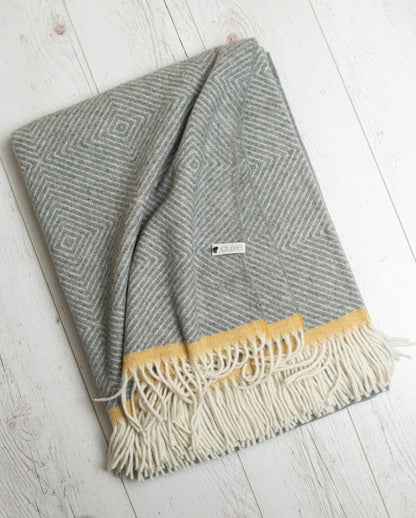 Merino Sofa Throw – Grey with Red Edge Accent