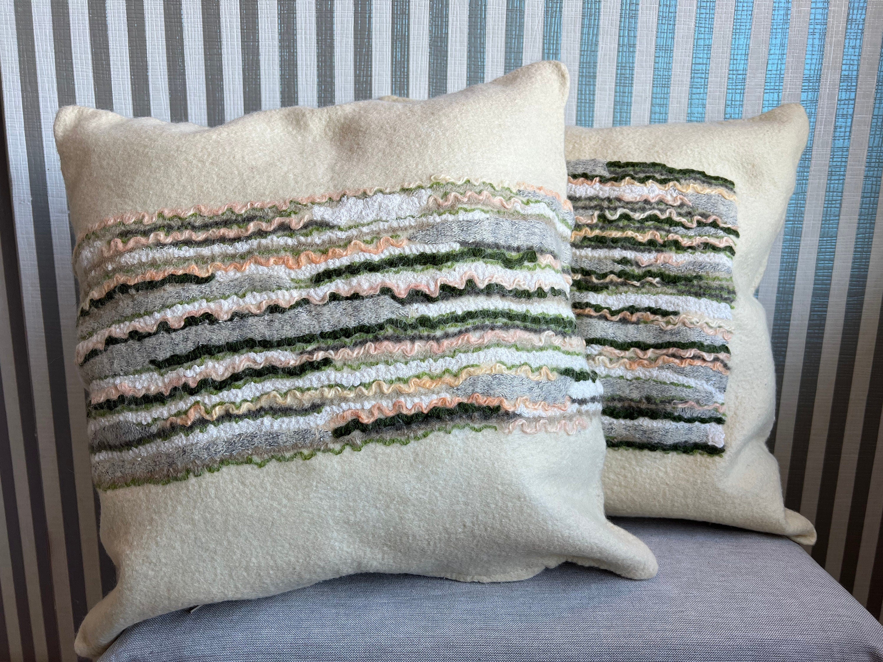 Merino Wool Pillow Cover – Textural Stripes